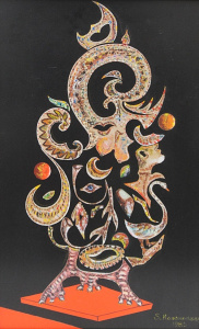 Lot 52 - S Kaushansky Framed c1983 Retro Mixed media - Leda & The Swan - Sig