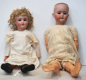 Lot 72 - 2 x Large German Simon Halbig Bisque headed Dolls - Early 1900s with gl