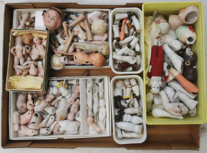 Lot 75 - Large group Vintage small size miniature Porcelain dolls parts - heads,