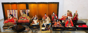 Lot 83 - Group lot of Vintage Japanese Hina Dolls inc, Emperor, Emperess, Court