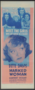 Lot 94 - Framed Vintage 2 x colour Daybill Movie Poster - Marked Woman starring