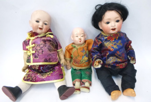 Lot 123 - 3 x Vintage Dolls inc, Bisque headed German Heubach Koppelsdorf with o