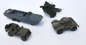 Lot 126 - 4 x Vintage Diecast Military Vehicles incl Dinky Jeep, Dinky Armoured