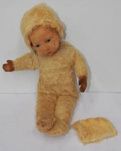 Lot 188 - Vintage Large Norah Wellings Felt Snow Bunny complete with hand muff -