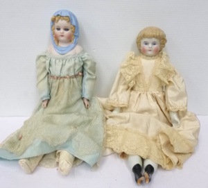 Lot 193 - 2 x Victorian Dolls inc German with porcelain head, arms lower legs ot