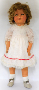 Lot 194 - 1930s Ideal Shirley Temple Composition Doll with mohair wig, white wit