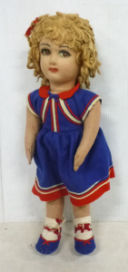 Lot 200 - 1930s Felt Doll with felt costume, padded body & hand painted feat