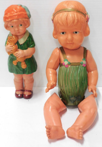 Lot 203 - 2 x 1920s - 1930s Japanese made Celluloid dolls inc, jointed and other