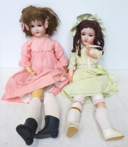 2 x Early 1900s German Armand Marseilles Bisque Headed dolls with composition b