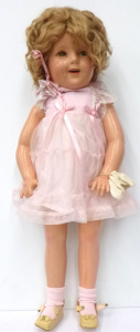 1930s Ideal Shirley Temple Temple Doll, original mohair w, sleep eyes, some craz