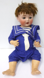 Early 1900s German Catterfelder Puppenfabrik Bisque Headed Doll with jointed com