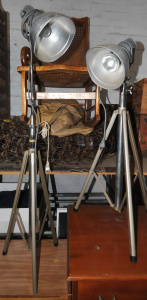 Pair of Vintage Photography Gilkon 500w Lamps on Tripods - Dents Sighted to shad