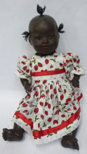 Vintage Armand Marseilles 351 Black Baby Bisque Baby Head with padded body and