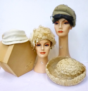 Lot 15 - 4 x 1950s - 60s Ladies Hats & Hat Box inc, Melbourne Milliners Ste