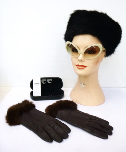 Lot 16 - 3 x Pces Ladies Accessories - incl Black Fur Hat, Pair of 'Cutler and G