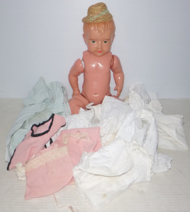 Lot 22 - Vintage Celluloid Doll Made in Japan - incl Clothing & Accessories