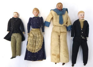 Lot 36 - 4 x Early 1900s Mini German Bisque Headed Character Dolls inc, 2 well