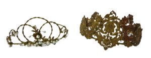 Lot 45 - 2 x Vintage Tiaras inc, ornate filigree and a twisted wire with faux pe