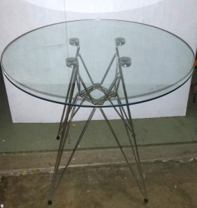 Lot 46 - Small Sized Modernist Glass top Dining Table w Chrome Base - H