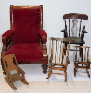 Lot 61 - Group lot - Vintage Dolls Chairs - Victorian Chair, Rocking Chairs etc