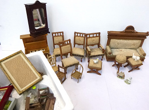 Lot 63 - 2 x Boxes of Doll House Furniture - assorted eras and items inc, Victor