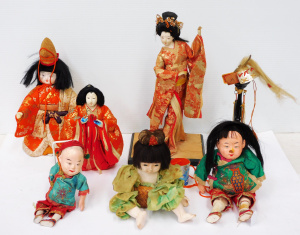 Lot 75 - Group lot of Vintage Japanese & Chinese Dolls inc, Geisha Girl, Com