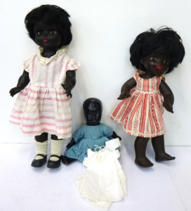 Lot 84 - 3 x Vintage Black Dolls inc, 1950s - 60s Vinyl headed hard plastic body