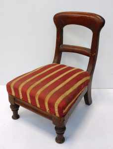 Lot 116 - Victorian Dolls Chair with striped padded seat - spade back 38cm H