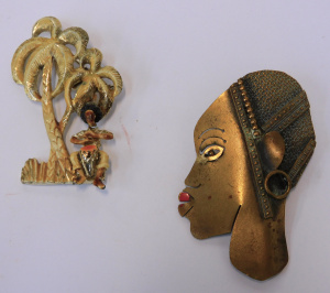 Lot 140 - 2 x pieces Costume Jewellery incl Art Deco Brass & Enamel Josephin