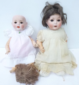 Lot 157 - 2 x Early 1900s German Bisque Headed Character Baby Dolls, both Schoen