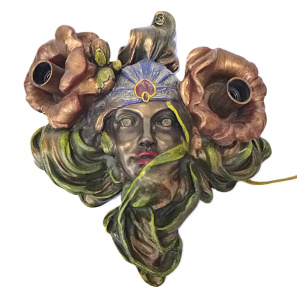 Lot 173 - Art Nouveau Wall Light -Composition with organic petal, swags & la