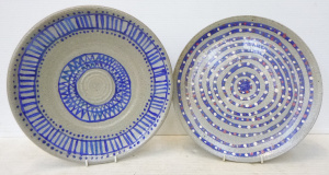Lot 175 - 2 x Australian Pottery Platters- Stoneware body with grey glaze &