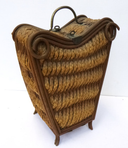 Lot 185 - Victorian Wicker & Bent Cane Portable Sewing basket - double sided