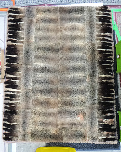 Lot 190 - Vintage Australian Possum Skin Buggy Rug w Brown Baize Backing - 164 x