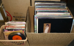 2 x Boxes Vintage Vinyl LP Records & Singles - incl Sammy Davis Jr, Sinatra,