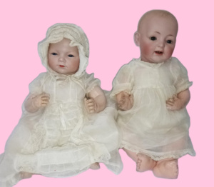 2 x Early 1900s to 1930s German Bisque Headed Baby Character Dolls inc, Schoenau