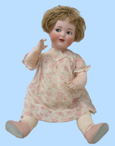 C 1915 Simon Halbig 126 Bisque Headed Character Toddler Doll - flirty glass sle