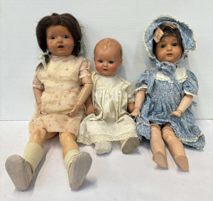Lot 2 - 3 x vintage celluloid Dolls - Sohotz,, Schildkrot baby & K & W