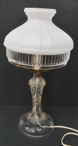 Lot 3 - Vintage Crystal Lamp - Crystal base with round facets Milk glass & C