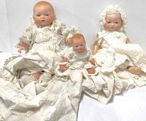 Lot 20 - 3 x AM bisque character baby Dolls - small 3511, 3416K & larger boy