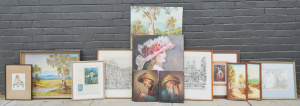 Lot 33 - Group Lot of Paintings + Prints inc Portraits, Advertising, Traditional