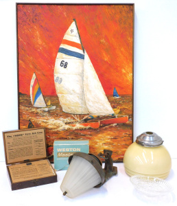 Lot 36 - Mixed Group lot inc 2 vintage light fittings - Indoor cream light and O