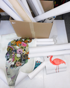 Lot 37 - Box lot - Vintage & Modern Unframed Paintings, Prints, posters, etc