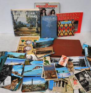 Lot 38 - Box Lot of Reference Books & Ephemera inc Postcards, Swap Card Albu