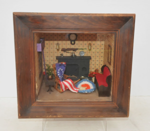 Lot 42 - Framed Diorama of The Interior of Betsy Ross's House w Early Design For