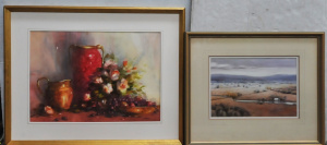 Lot 44 - 2 x framed Watercolours - Large Jean Tansey 'Still Life' signed lower r