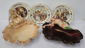 Lot 46 - Group lot vintage ceramics inc 2 x 1920s Crown Devon Bowls with reclini