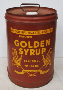 Lot 50 - Vintage Golden Syrup 70lb Tin - The Colonial Sugar Refining Co - Melbou