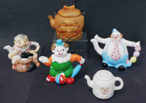 Lot 75 - Group lot - Figural Novelty ceramic Teapots inc Clowns, Chef, Cobbler &