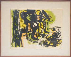 Lot 88 - Eva Kubbos (1928 - ) Framed Colour Wood block print - Flight into Summe
